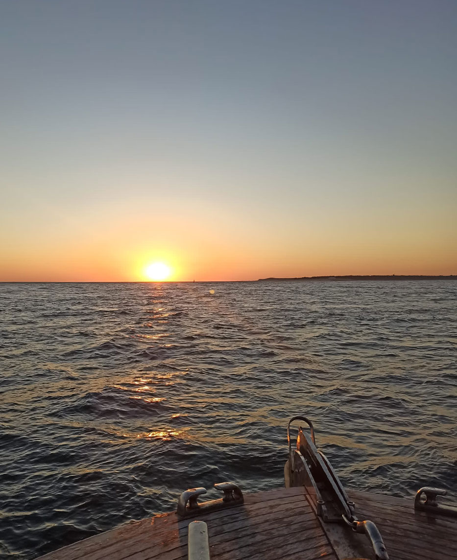 Coucher de soleil sur le Bassin d'Arcachon en bateau